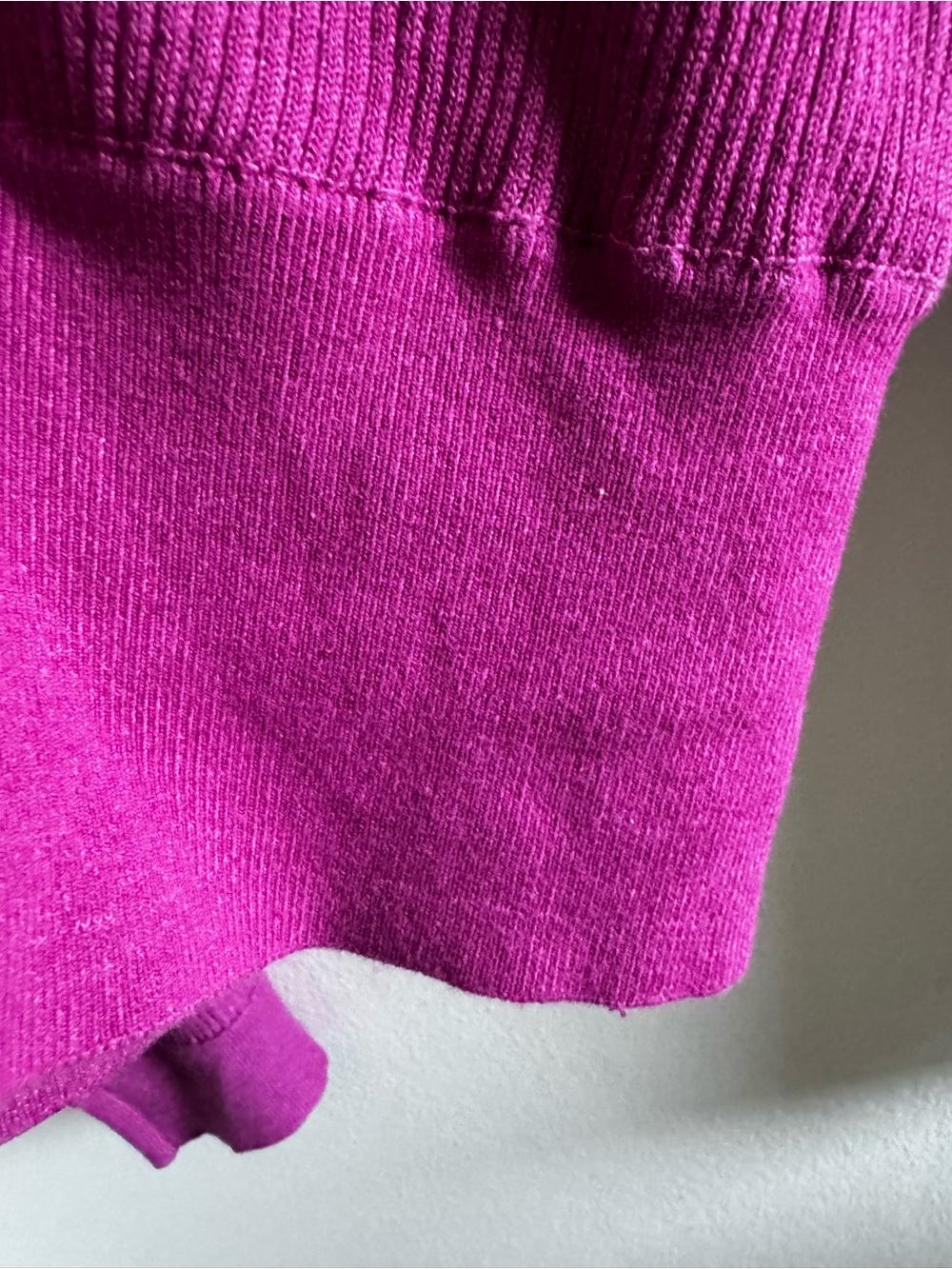 Monrow Twotone Rib Polo Top in Raspberry Rose Color size Medium - Picture 6 of 12